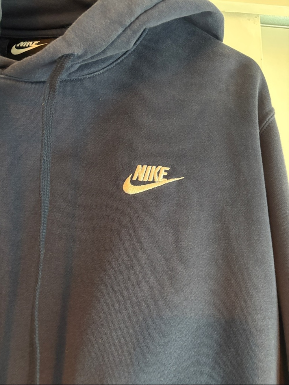 Nike Navy Blue Pullover Hoodie with Small Swoosh - Picture 2 of 4